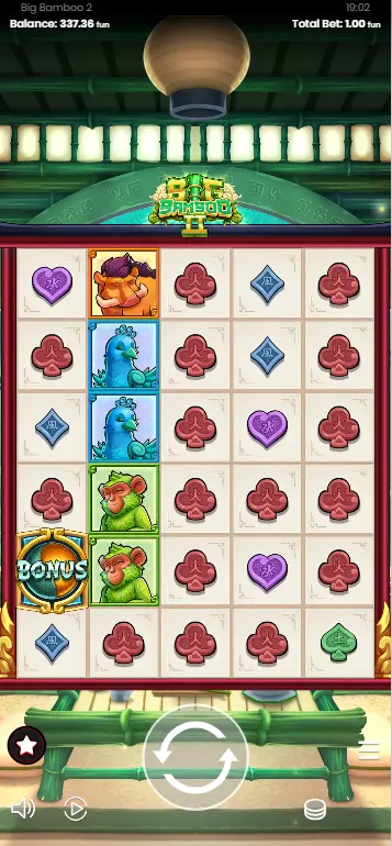 Big Bamboo 2 base game full grid showing Mystery Bamboo symbols on reels