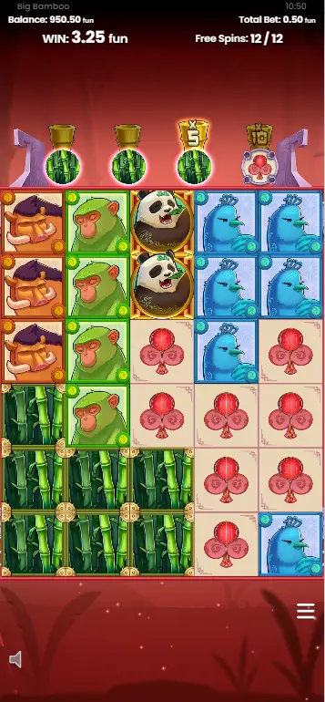 Big Bamboo Free Spins conversion meter filling toward next multiplier step