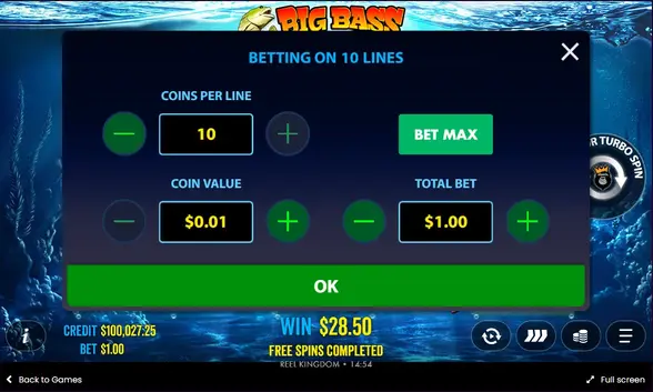 Big Bass Bonanza non-GamStop UK – betting controls from £0.10 to £250 with no stake cap