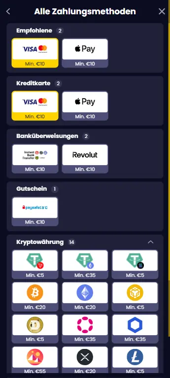 Einzahlung in Euro beim Online-Casino vornehmen