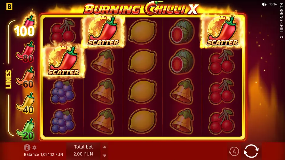 Burning Chilli X Scatter symbol Burning Chili Pepper on reels