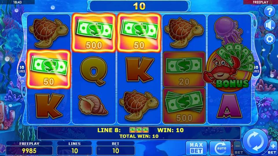 NOTES cash symbols with money values during Cash & Crab bonus round CRAB CASHWIN payout moment