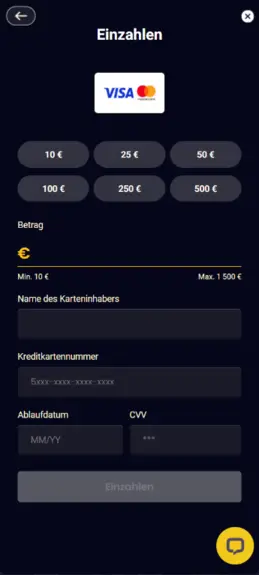 Making a EUR deposit at the casino cashier before playing Cash and Crab slot