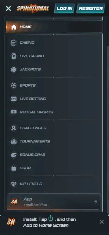 Casino app section showing Chicken Road Race download option