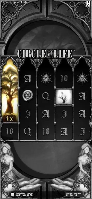 Play Circle of Life Tree of Life expanding upward through respin sequence