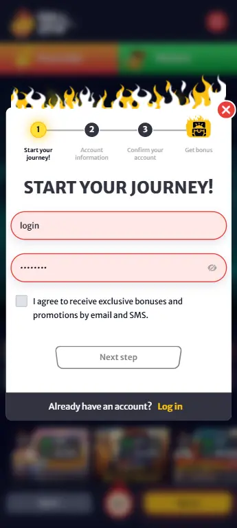 Registering and verifying a casino account