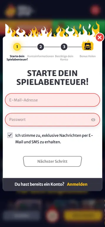 Konto registrieren und verifizieren im Online-Casino