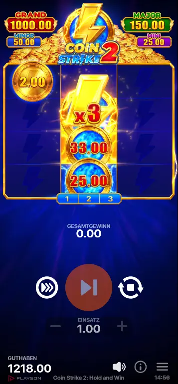 Coin Strike 2 Strike Boost Aktivierung – Auswahl zwischen Multiplikator, Jackpot und Zusatzmünzen