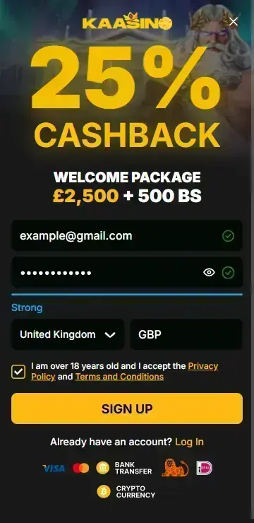 Registration form for playing Das xBoot real money UK