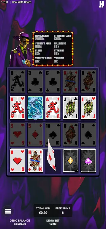 Deal With Death 20000x Royal Flush poker hand win celebration