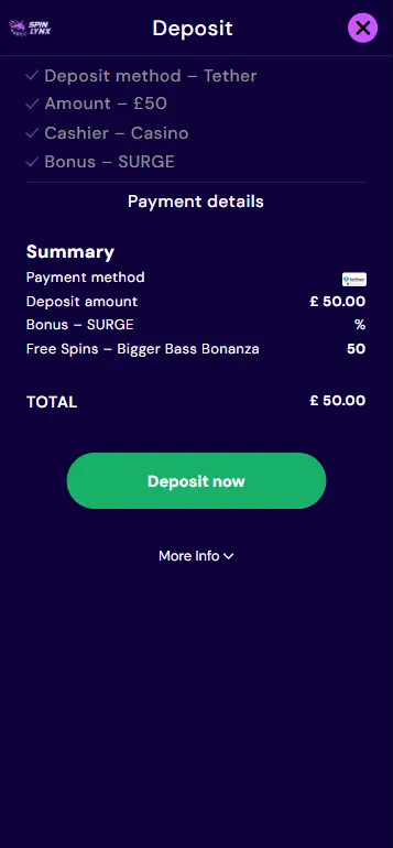 Casino deposit screen showing GBP payment options for UK players