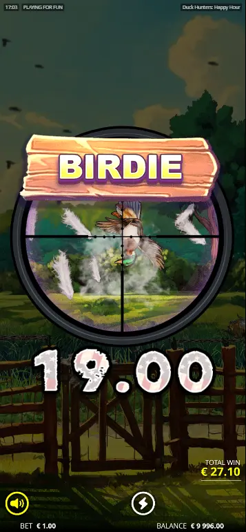 Play Duck Hunters Happy Hour Bomb explosion sequence clearing adjacent symbols