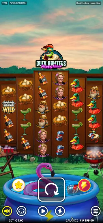 Play Duck Hunters Happy Hour active gameplay showing scatter wins and multipliers
