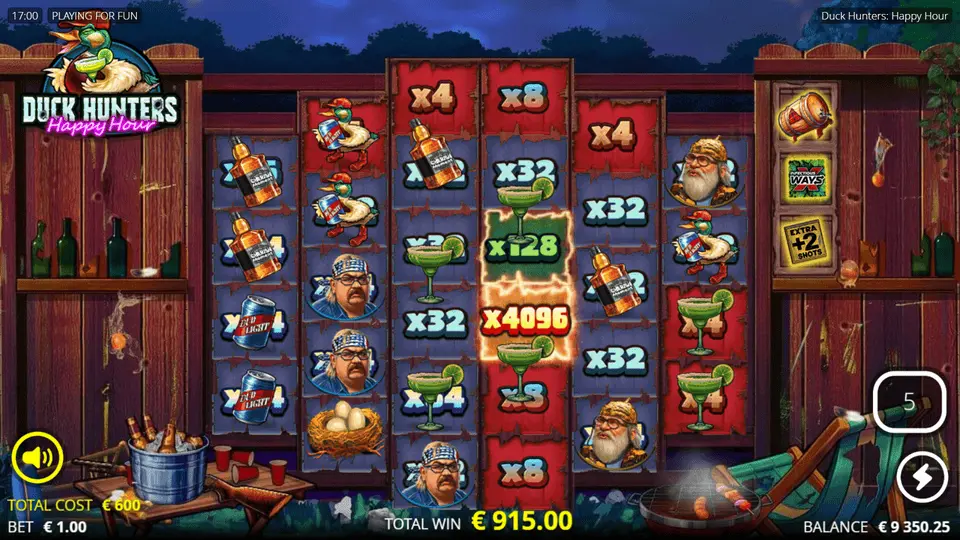 Duck Hunters Happy Hour Nolimit City Big Game Spins with all three upgrades displayed