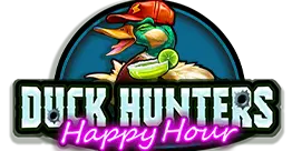 Duck Hunters Happy Hour slot logo featuring cartoon duck hunt theme