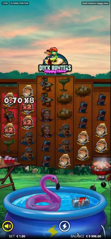 Duck Hunters Happy Hour casino position multipliers building during cascade sequence