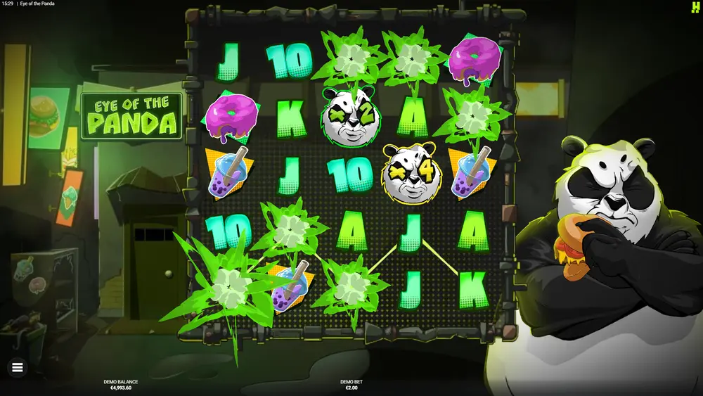 Eye of the Panda Super Cascade chain win in progress on cascading grid