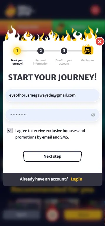 Register and verify your casino account