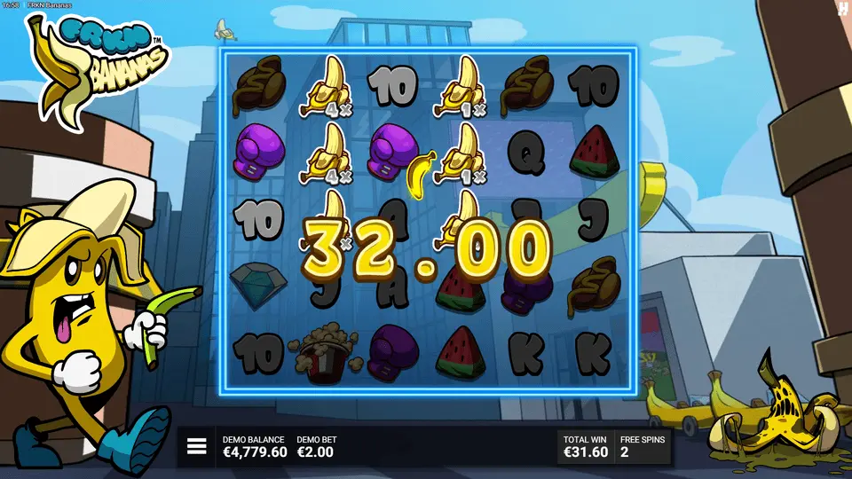 Freaking Bananas slot Bananza bonus active showing enhanced banana frequency