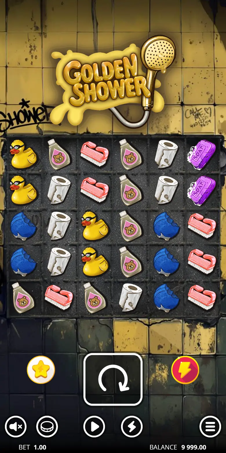 Play Golden Shower active gameplay showing cluster wins and multipliers