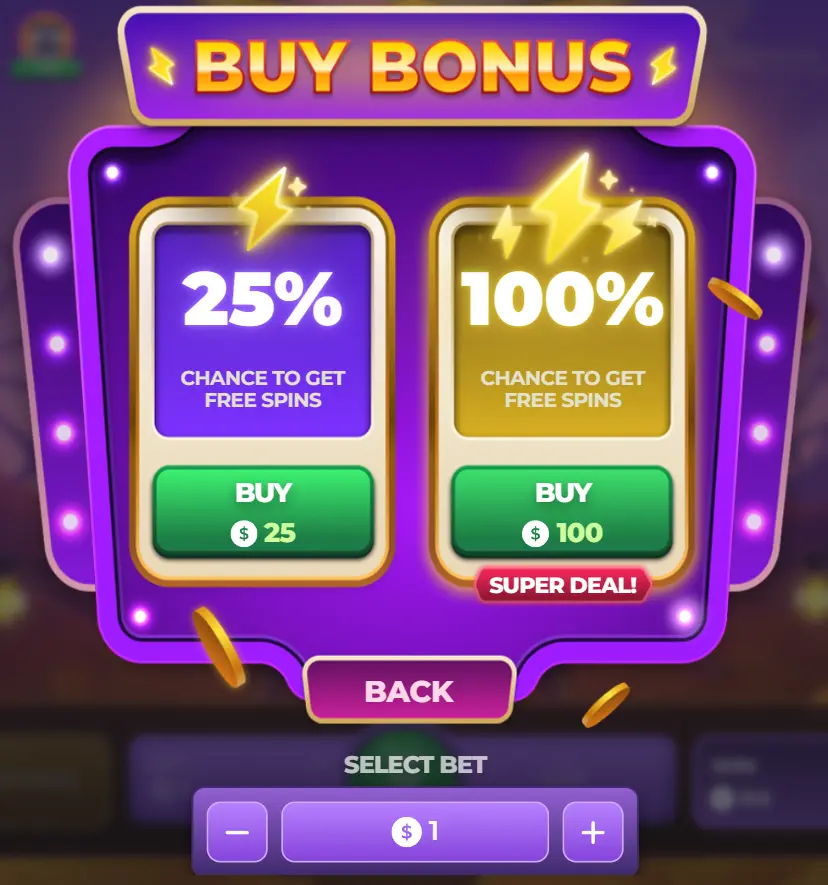 Bonus buy window