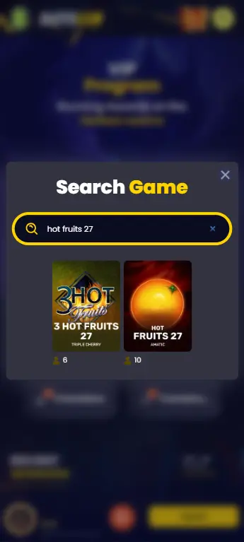 Finding Hot Fruits 27 in the casino game lobby