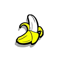 Yellow half-peeled banana symbol