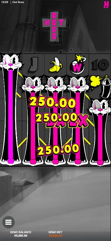 Hot Ross slot Nine Lives bonus with multiple activated reels guaranteeing symbols