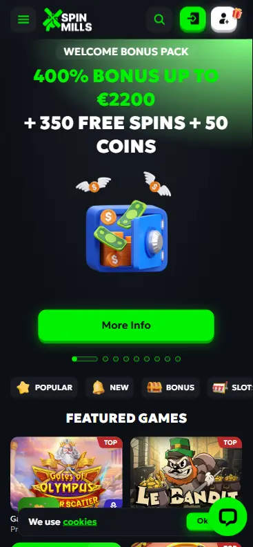 Online casino homepage featuring Hot Ross slot