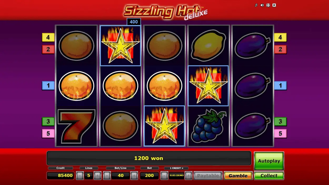 Sizzling Hot Deluxe gwiazda Scatter – symbole na bębnach z zaznaczoną wygraną