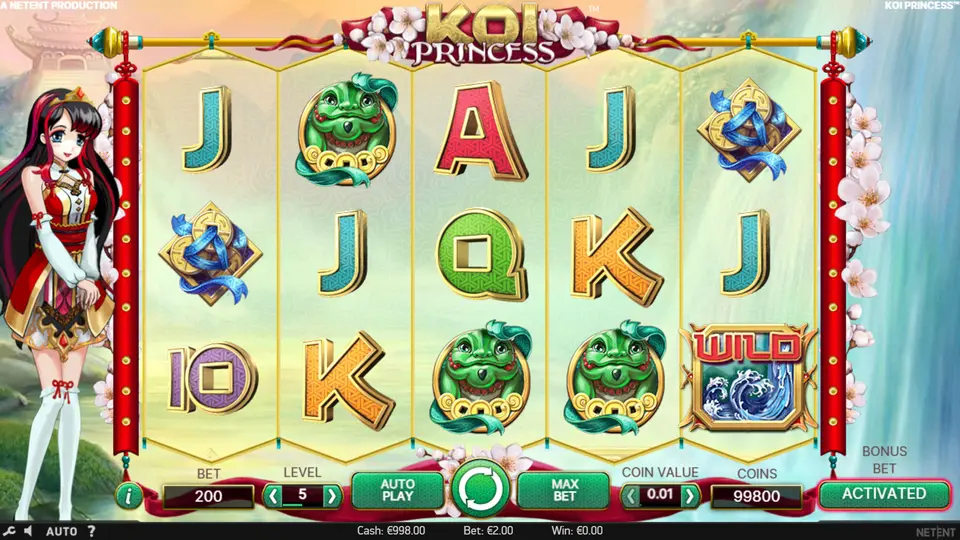 Koi Princess Slot – japanisches Spieldesign mit Koi-Fisch, Seerose und Prinzessin