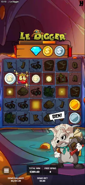 Dig It bonus Blast Bar filling with coin tier upgrade indicator displayed