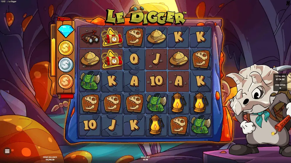Dig It bonus with Blast Bar partially filled and coin tier upgrade indicator visible