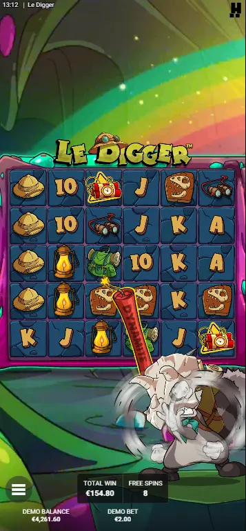 Gold Digger bonus with five dynamites active and Gold Reveals firing across the grid