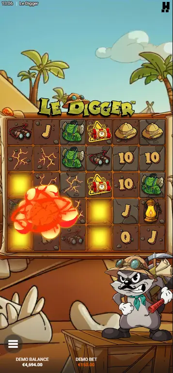Wild Dynamite chain reaction mid-explosion across multiple grid positions