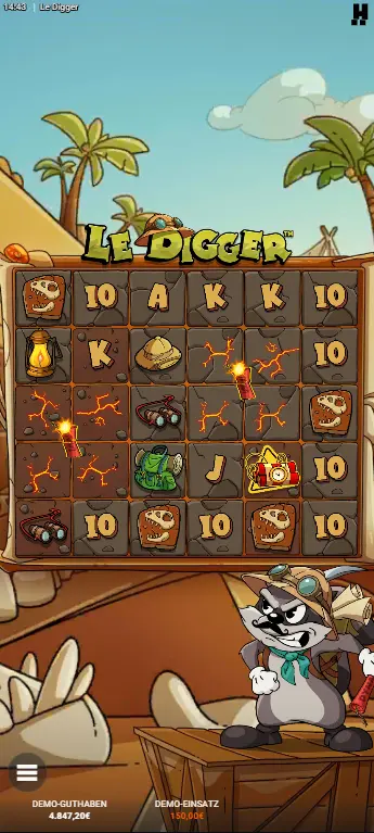 Wild Dynamite Explosion in Le Digger – 3×3-Zone mit Explosionseffekt und Kettenreaktion