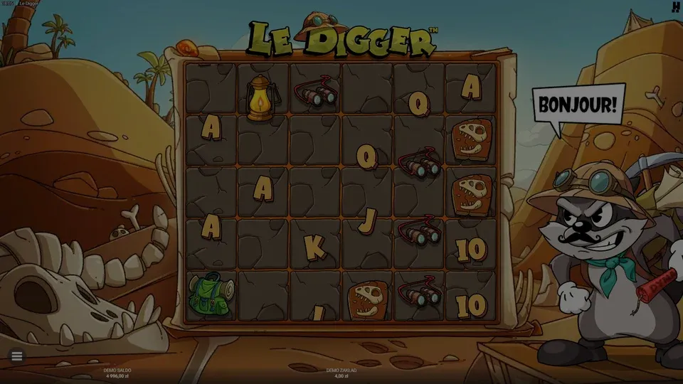 Ekran startowy demo Le Digger od Hacksaw Gaming