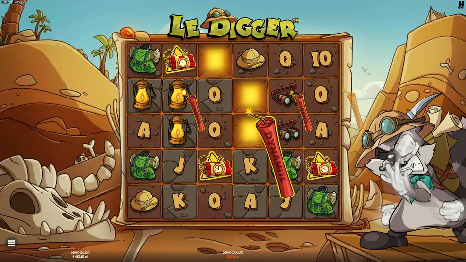 Łańcuchowa reakcja Dzikiego Dynamitu w Le Digger obejmująca dużą część siatki 6x5
