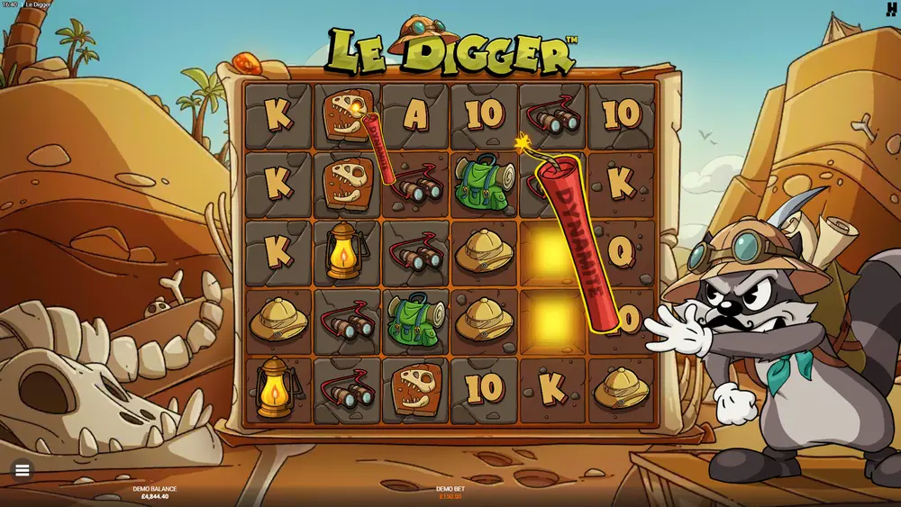 Wild Dynamite 3x3 blast triggering chain reaction in Le Digger