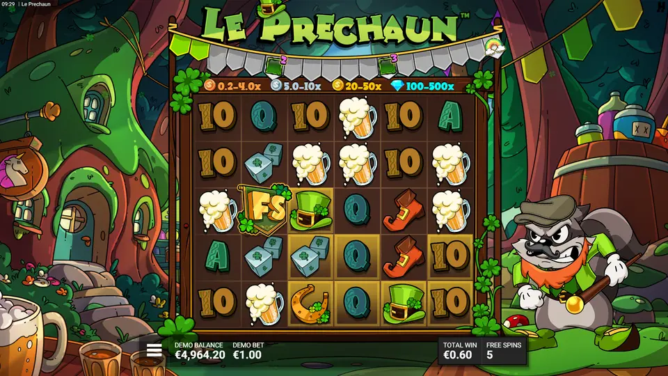 Arc Adventure bonus in Le Prechaun with Lucky Charm Bar partially filled