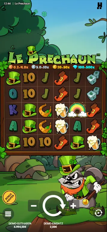 Le Prechaun Slot – Spielfeld mit aktiven Position Multiplikatoren und Goldenen Feldern