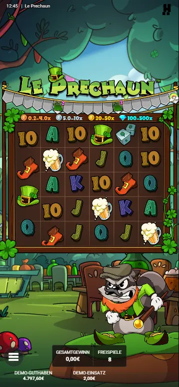 Le Prechaun Shamrock 'N' Roll – Level-3-Bar aktiv, Münzen mit Mindestwerten