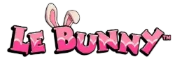 Le Bunny Slot-Logo mit rosa Oster-Hase und Eiern