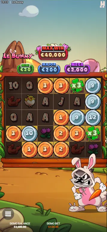 Le Bunny slot Rainbow symbol activating all Golden Squares revealing prizes