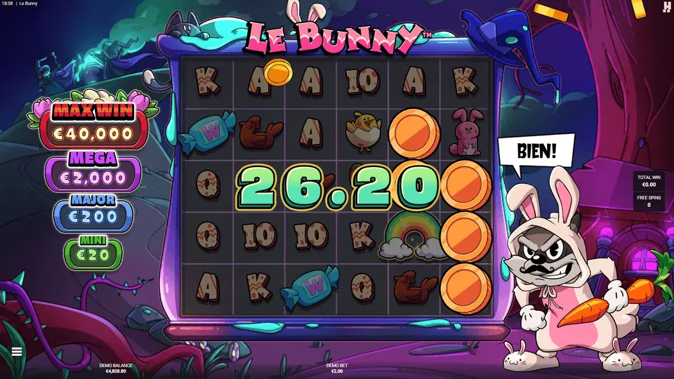 Le Bunny Hacksaw Spell of Luck bonus with accumulated Golden Squares