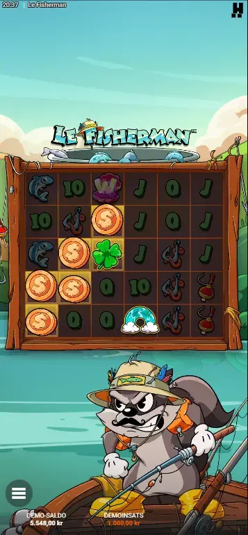 Le Fisherman 15,000x max win celebration screen with treasure catch