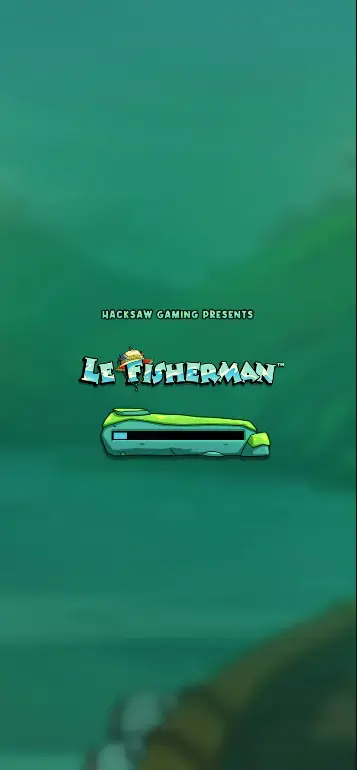 Le Fisherman slot base game full view with Smokey fishing at the lake