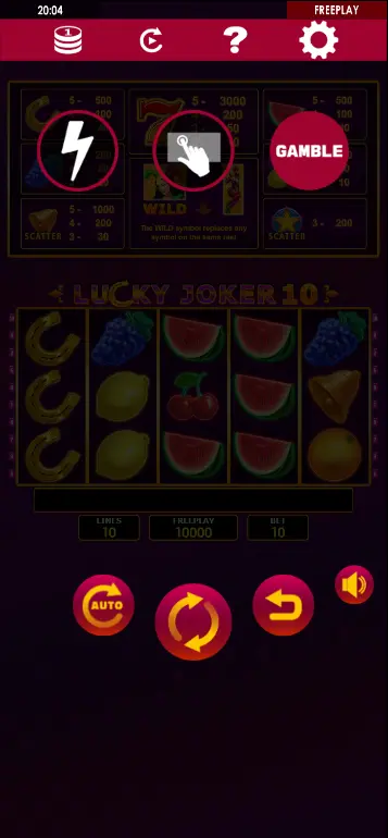 Enabling the Gamble feature in Settings menu