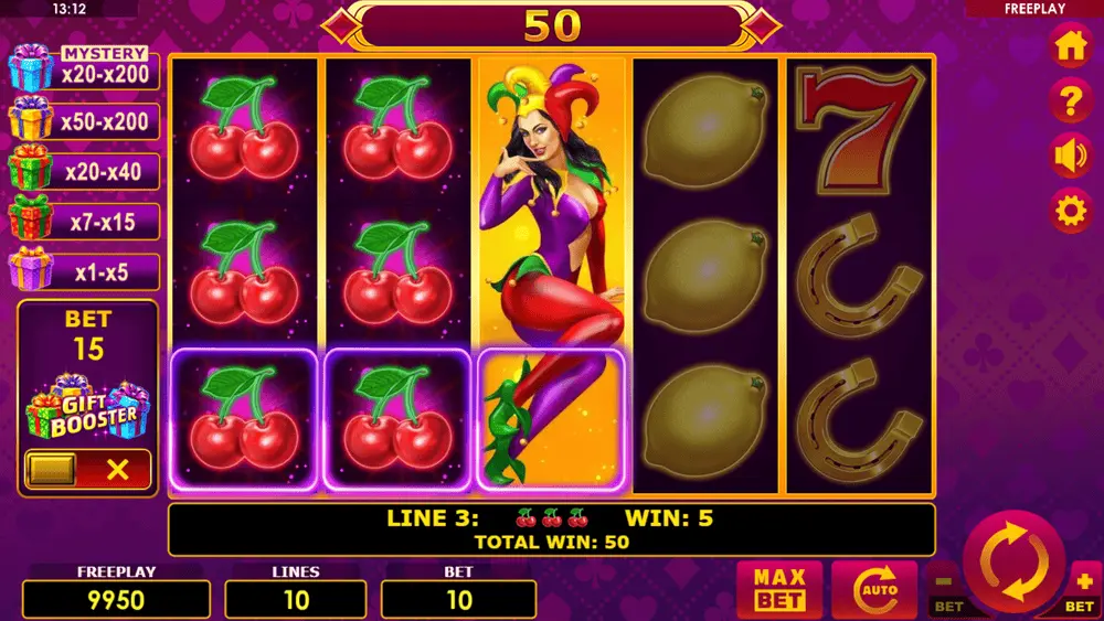 JOKER Wild expanding to fill an entire reel in Lucky Joker Gift Bonanza
