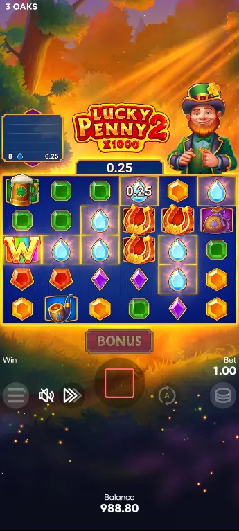 Lucky Penny 2 Free Spins launch screen showing four Scatter symbols and number of spins awarded